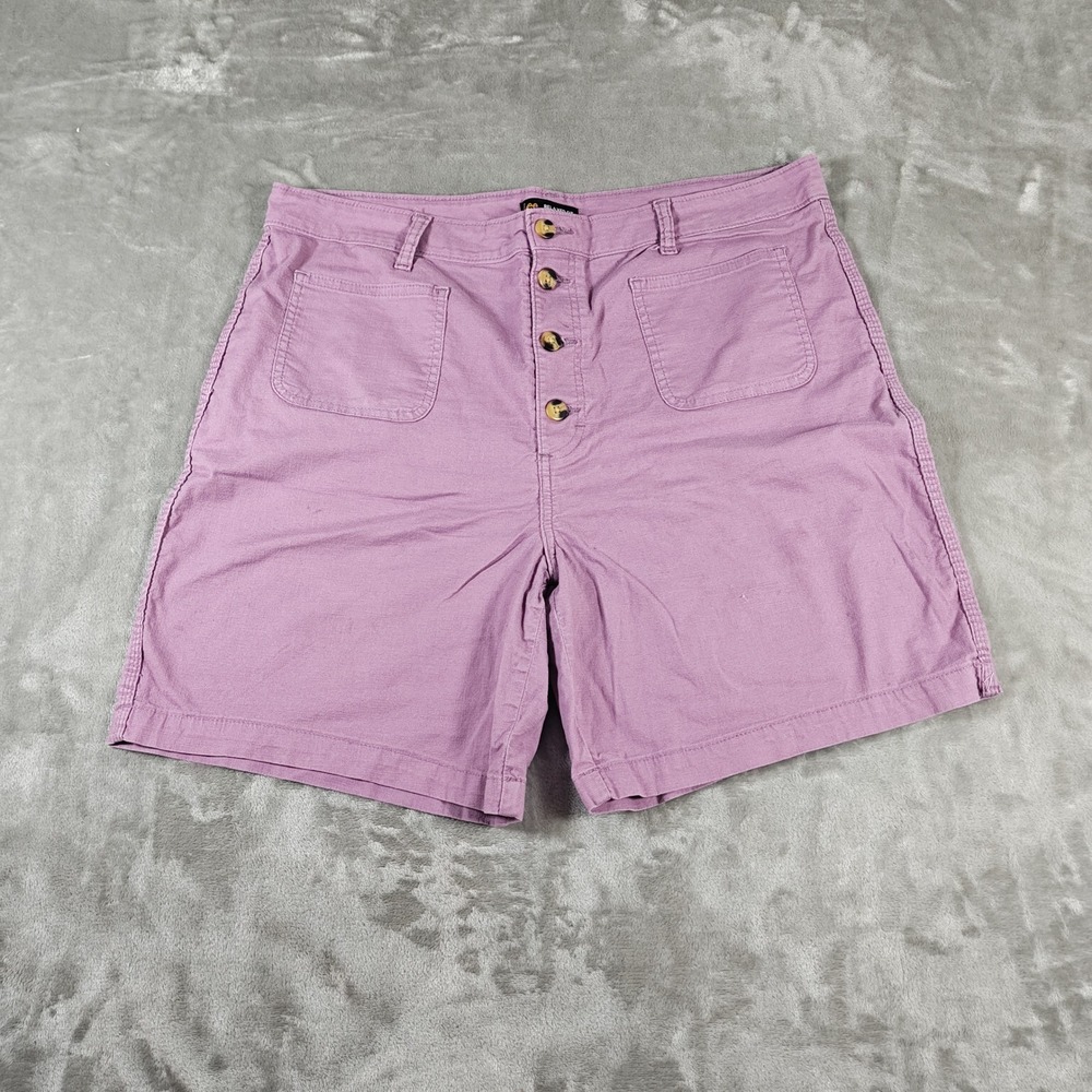 Lee Shorts Womens 18 Purple Relaxed Fit High Rise Button Fly Patch Pocket